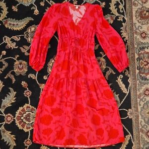 Kate Spade Vibrant Red Long Sleeve Dress